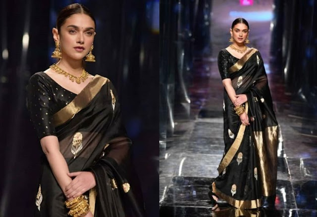  Aditi Rao Hydari wearing a black saree 