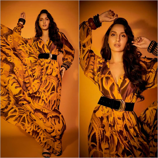 Nora Fatehi Looks Pretty in Roberto Cavalli