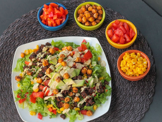 Roasted black bean taco salad