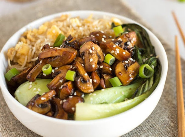 Teriyaki mushroom egg fried rice