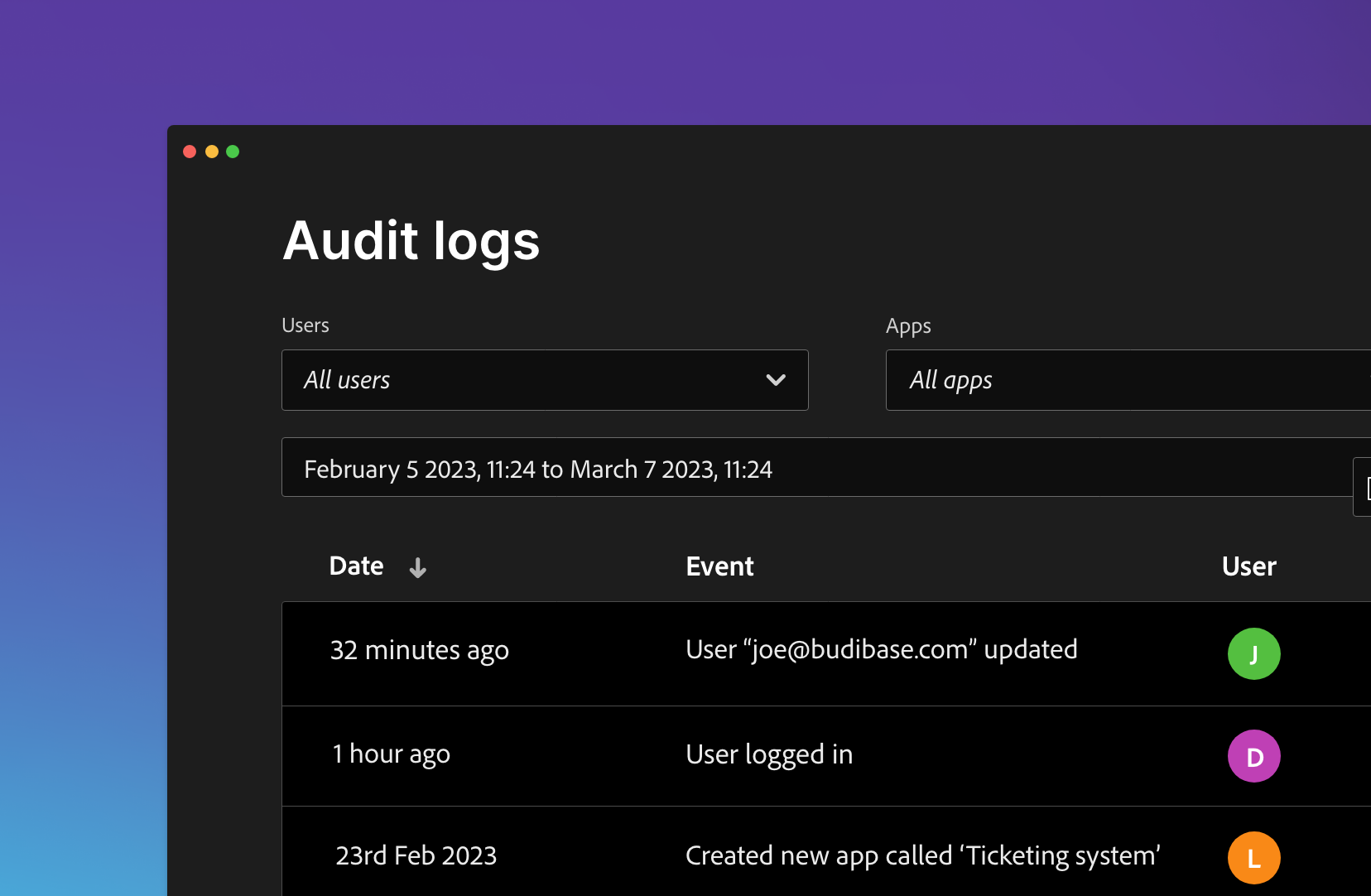 Audit logs