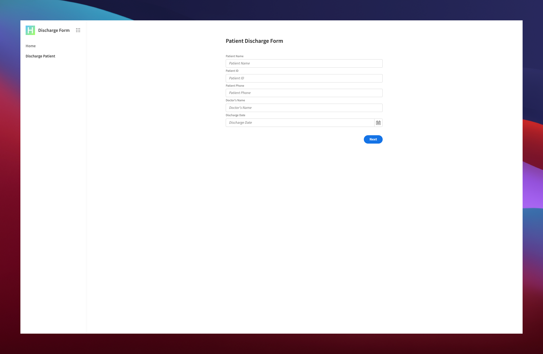 Hospital Discharge Form