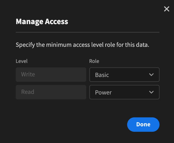 Role based access control set access